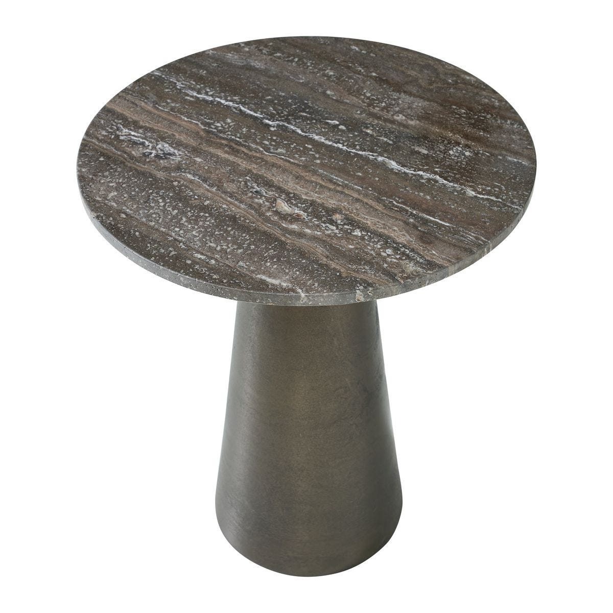 Top angle view of the Midsummer bronze accent table