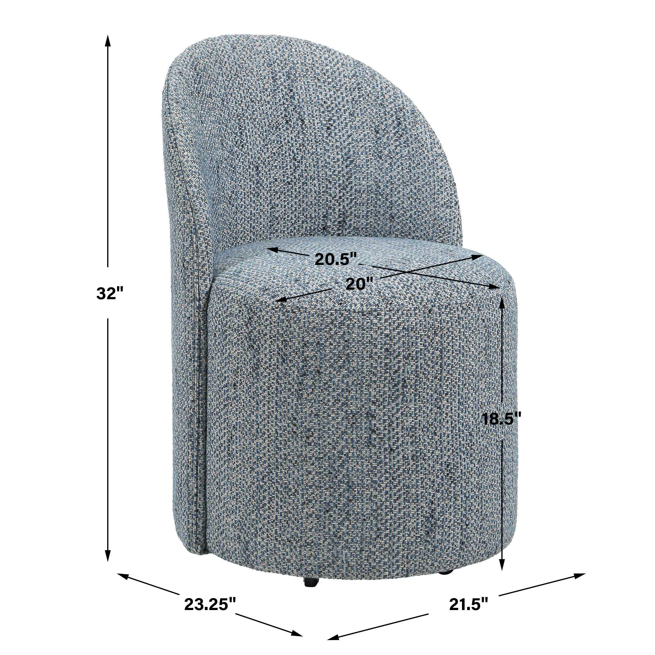 Roll With It Denim Dining Chair by Uttermost dimensions diagram