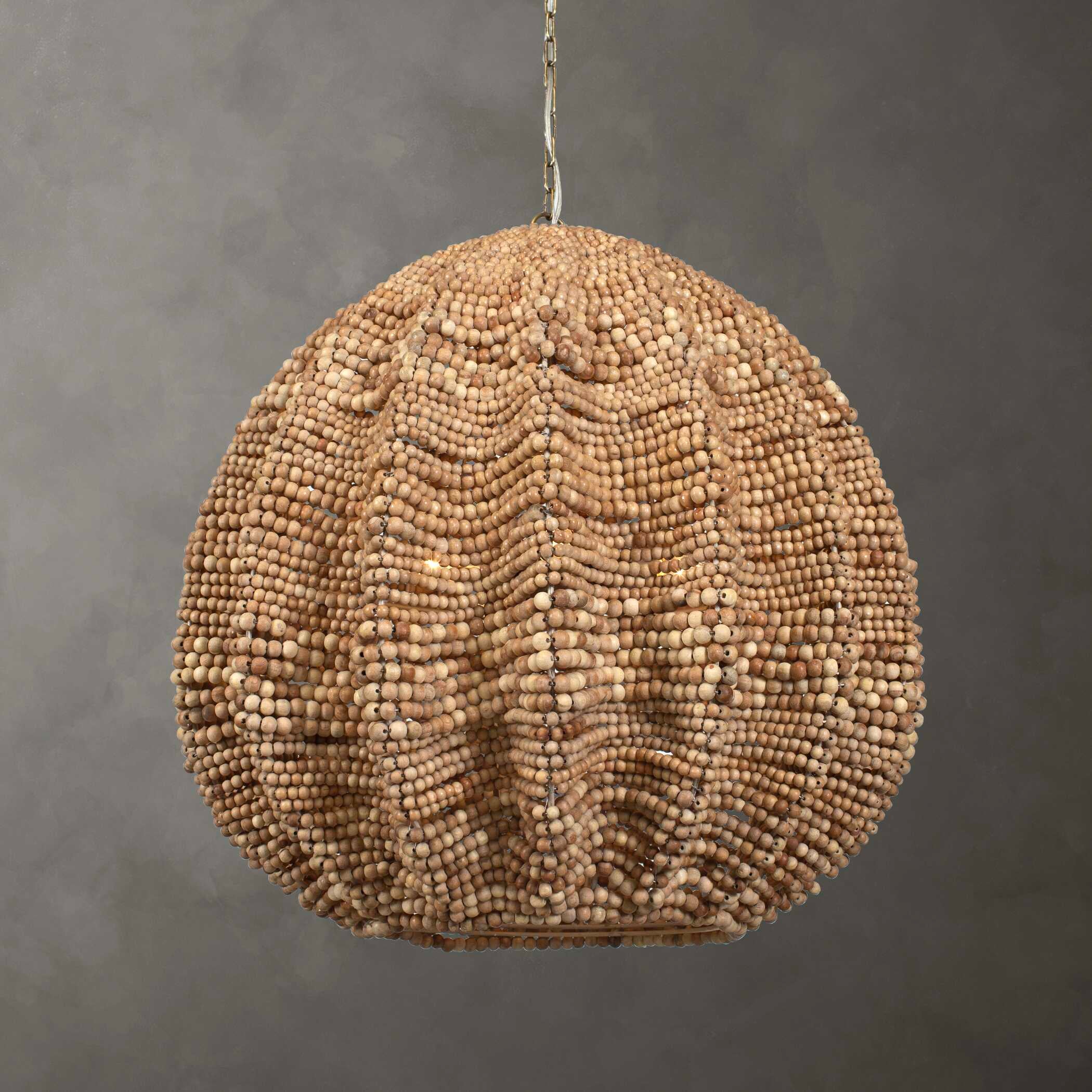 Kauri 5 Light Wooden Bead Pendant
