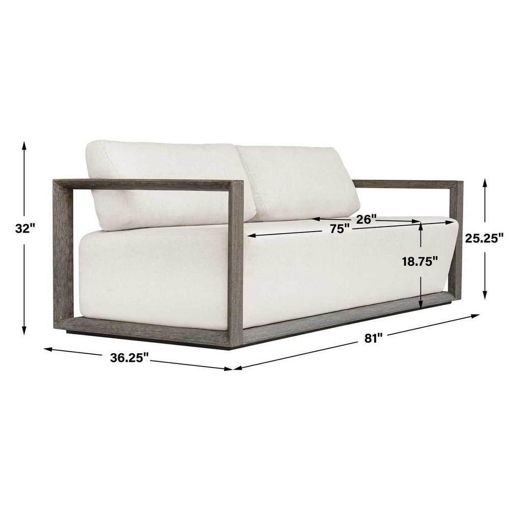 Remsen Outdoor 3 Seater Sofa, Weathered Gray/Oyster
