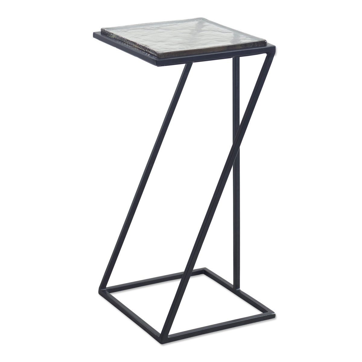 Angled Iron Table with Glass Top - Uttermost - Accent Tables by Modest Hut