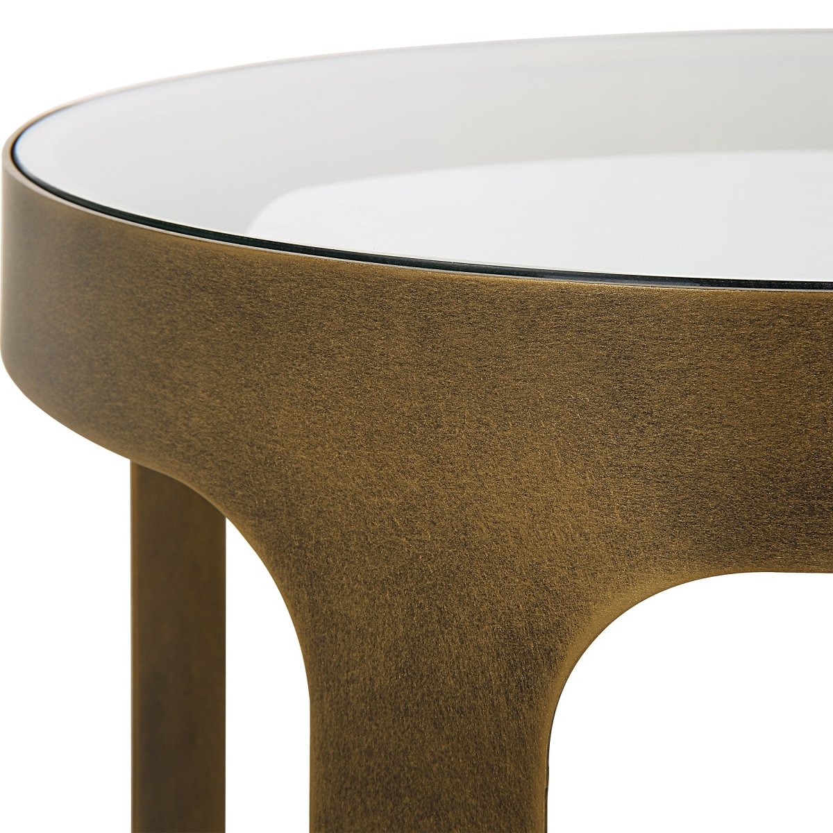 Antique Brushed Gold Accent Table with Tempered Glass Top - Uttermost - Accent Tables by Modest Hut