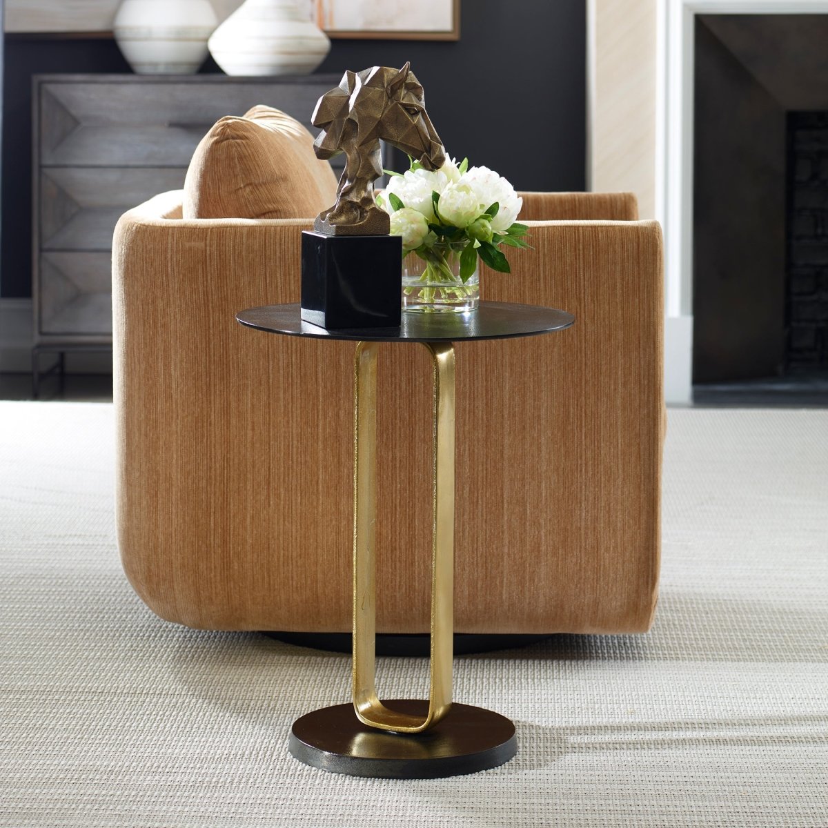 Aperture Brass Accent Table - Uttermost - Accent Tables by Modest Hut