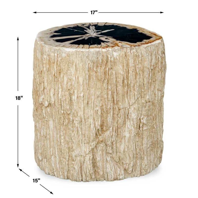 Arco Petrified Wood Top Accent Table by Uttermost dimensions diagram