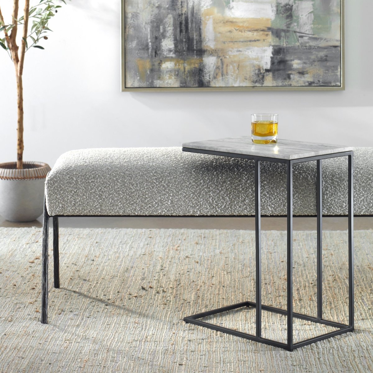 Black Frame Table with White Marble - Uttermost - Accent Tables by Modest Hut