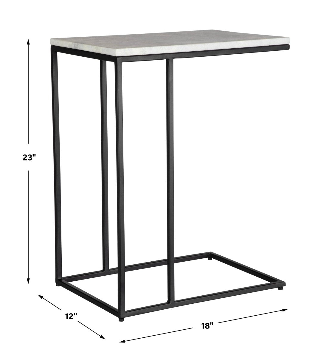 Black Frame Table with White Marble - Uttermost - Accent Tables by Modest Hut