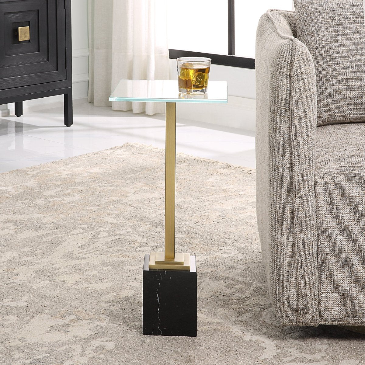 Brass Martini Table with Black Marble - Uttermost - Accent Tables by Modest Hut