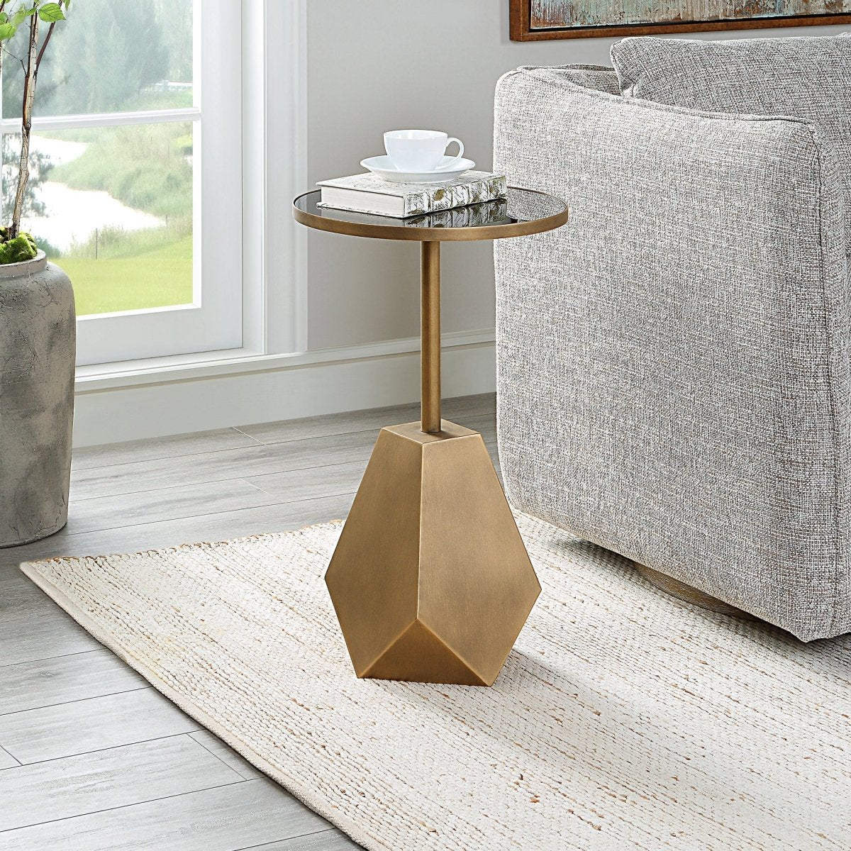 Comet Geometric Bronze Accent Table - Uttermost - Accent Tables by Modest Hut