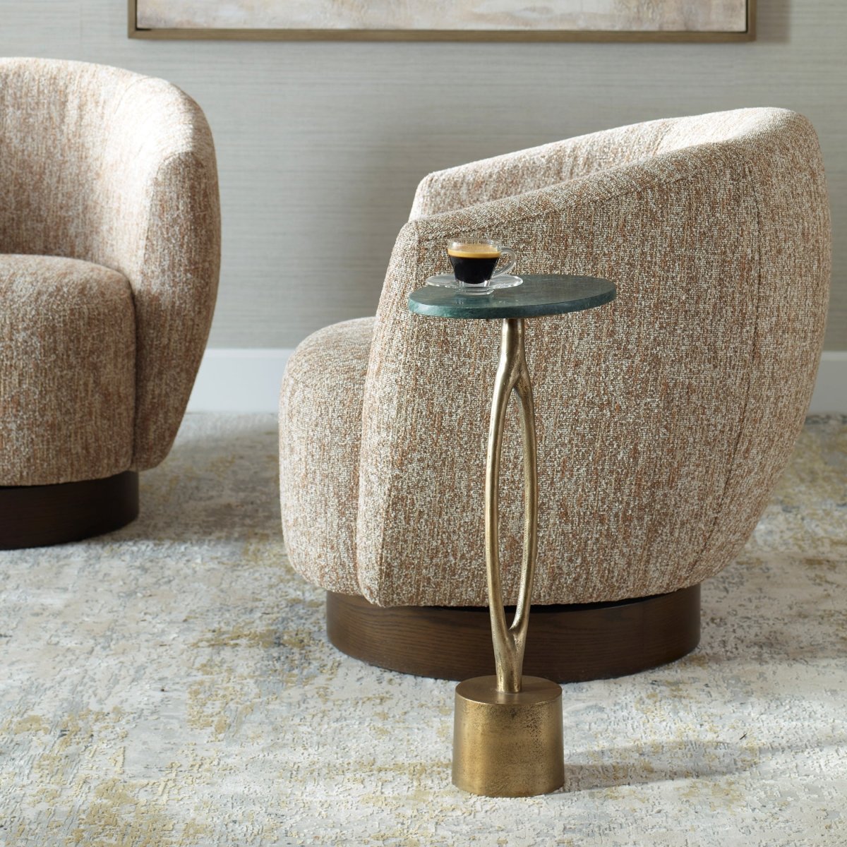 Emerald Green Marble Accent Table - Uttermost - Accent Tables by Modest Hut