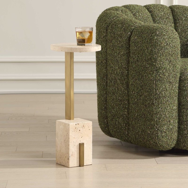 Feranno Travertine Accent Table - Accent Tables