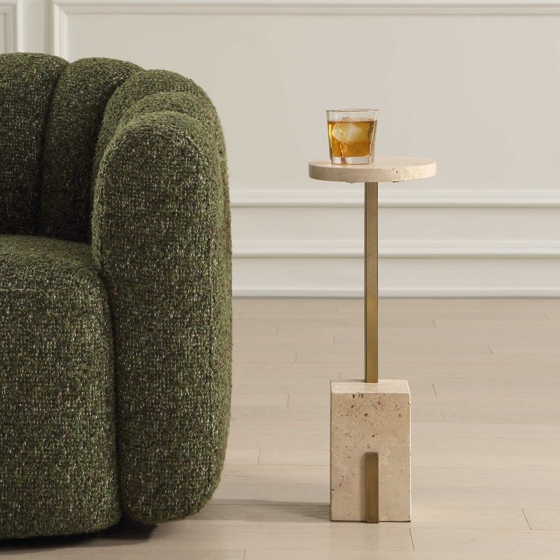 Feranno Travertine Accent Table - Accent Tables
