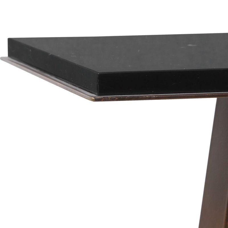 Detail view of the Galloway Dark Bronze Marble Accent Table finish and construction image 8