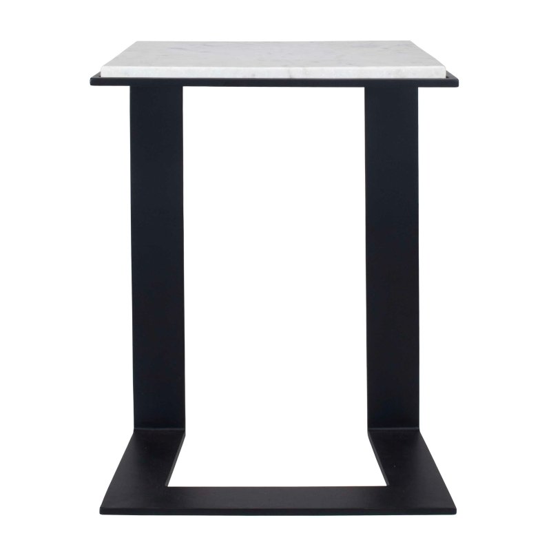 Kenora White Marble Accent Table by Uttermost marble edge detail close up honed surface and veining