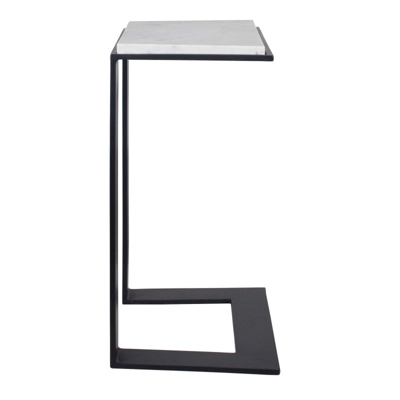 Kenora White Marble Accent Table by Uttermost iron frame leg junction detail close up