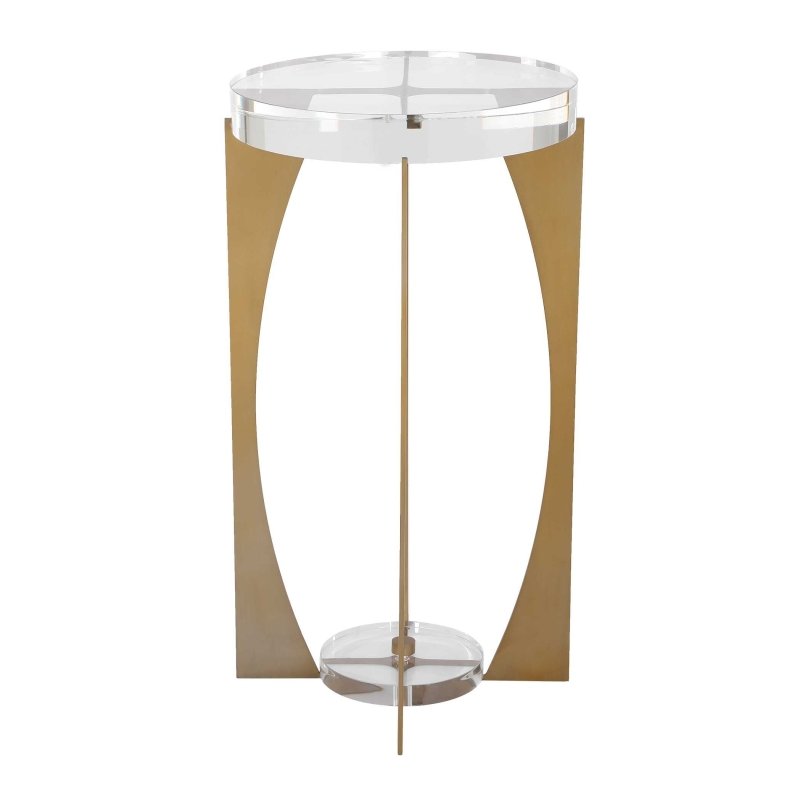Kolkata Brass Accent Table by Uttermost crystal tabletop edge detail close up