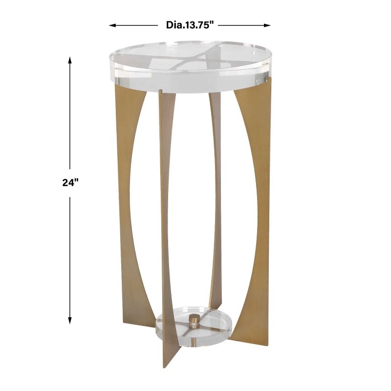 Kolkata Brass Accent Table by Uttermost dimensions diagram