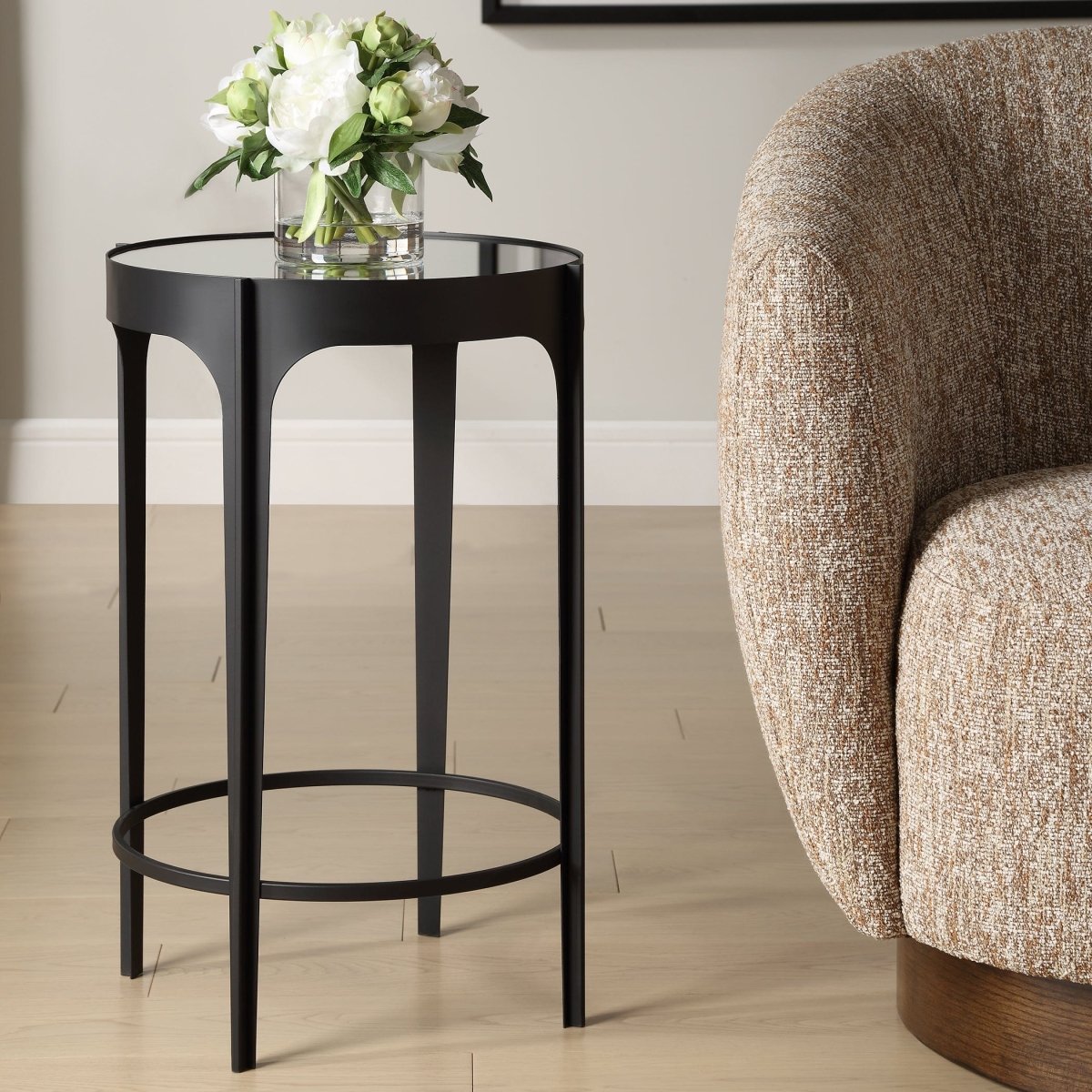 Matte Black Mirrored Top Accent Table - Uttermost - Accent Tables by Modest Hut