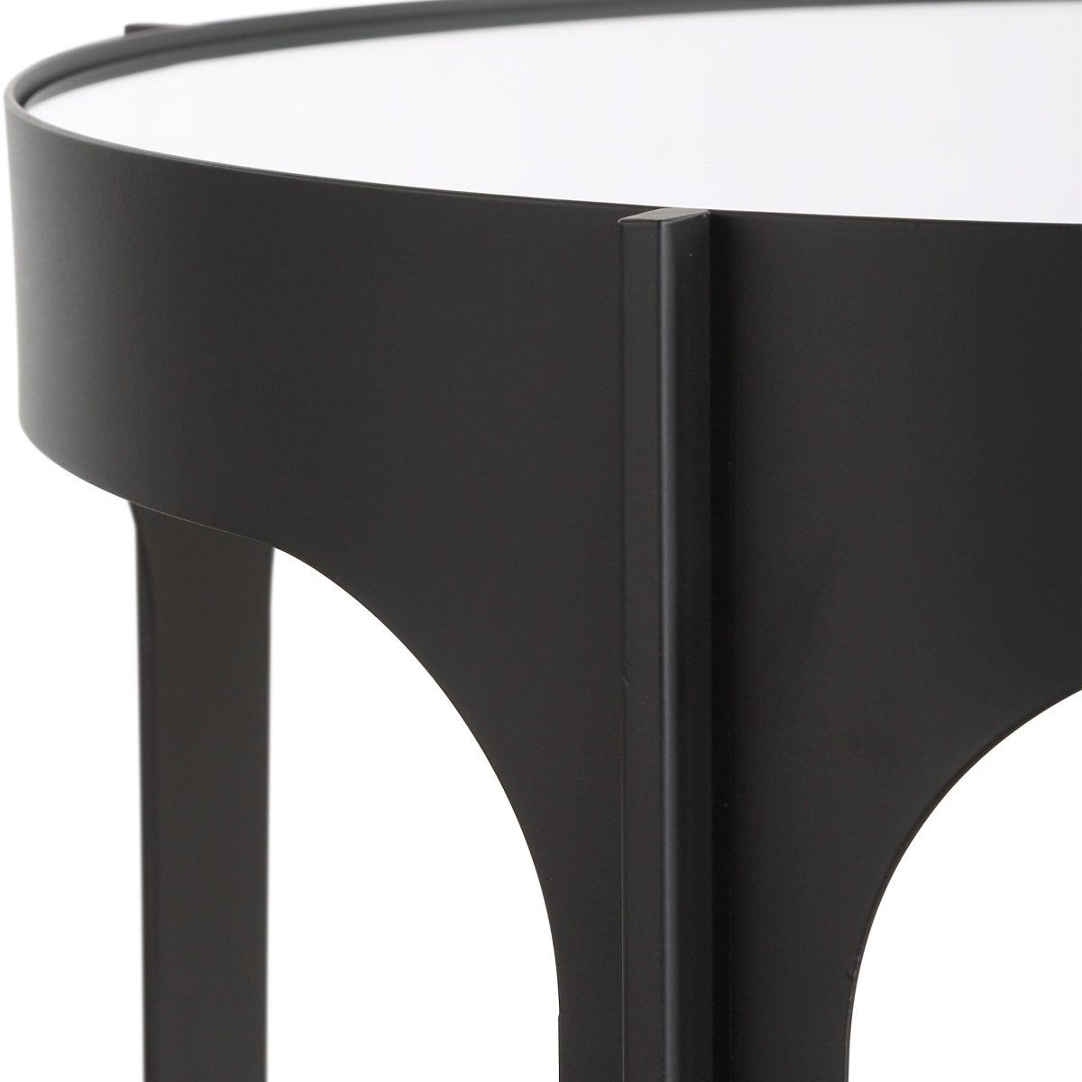 Matte Black Mirrored Top Accent Table - Uttermost - Accent Tables by Modest Hut