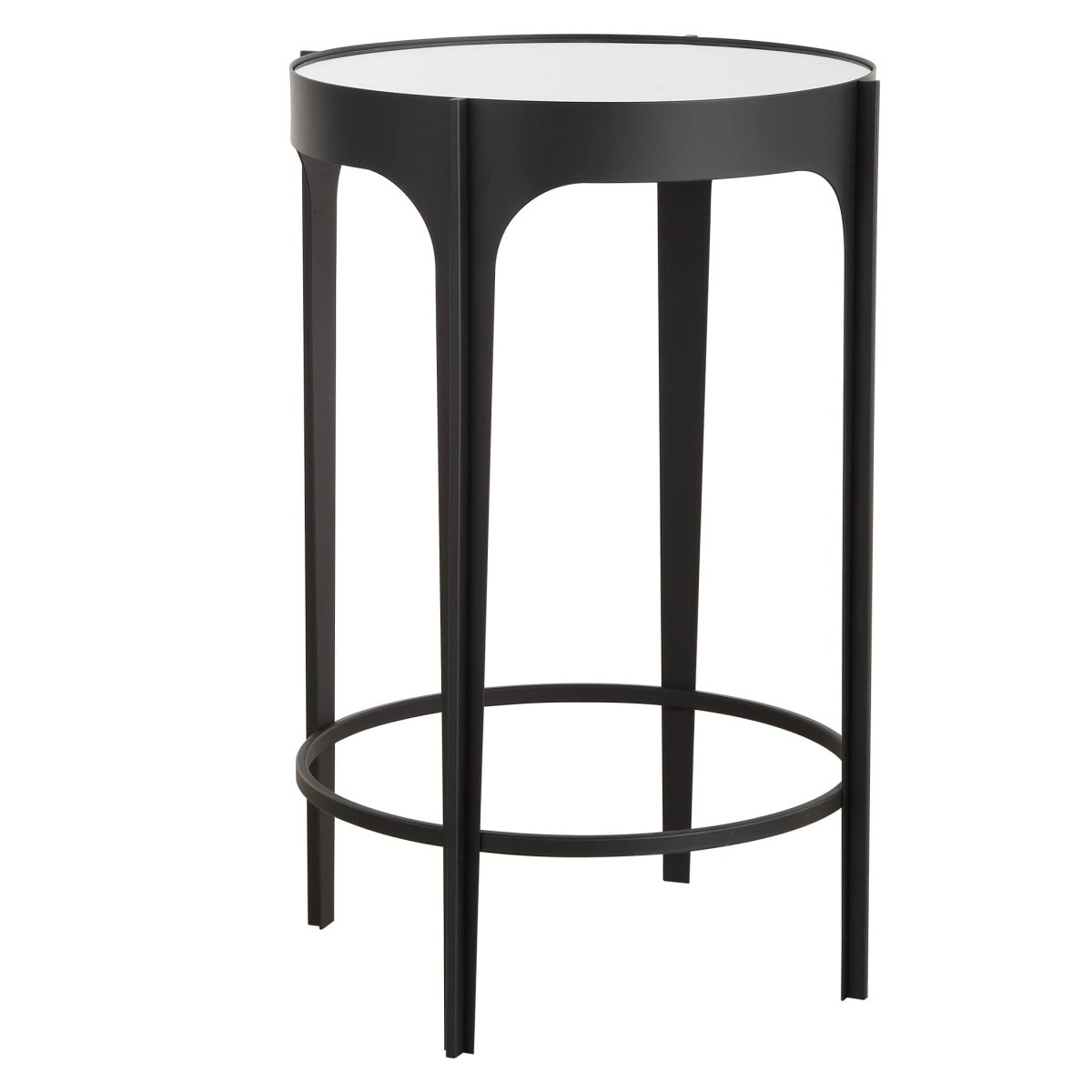 Matte Black Mirrored Top Accent Table - Uttermost - Accent Tables by Modest Hut