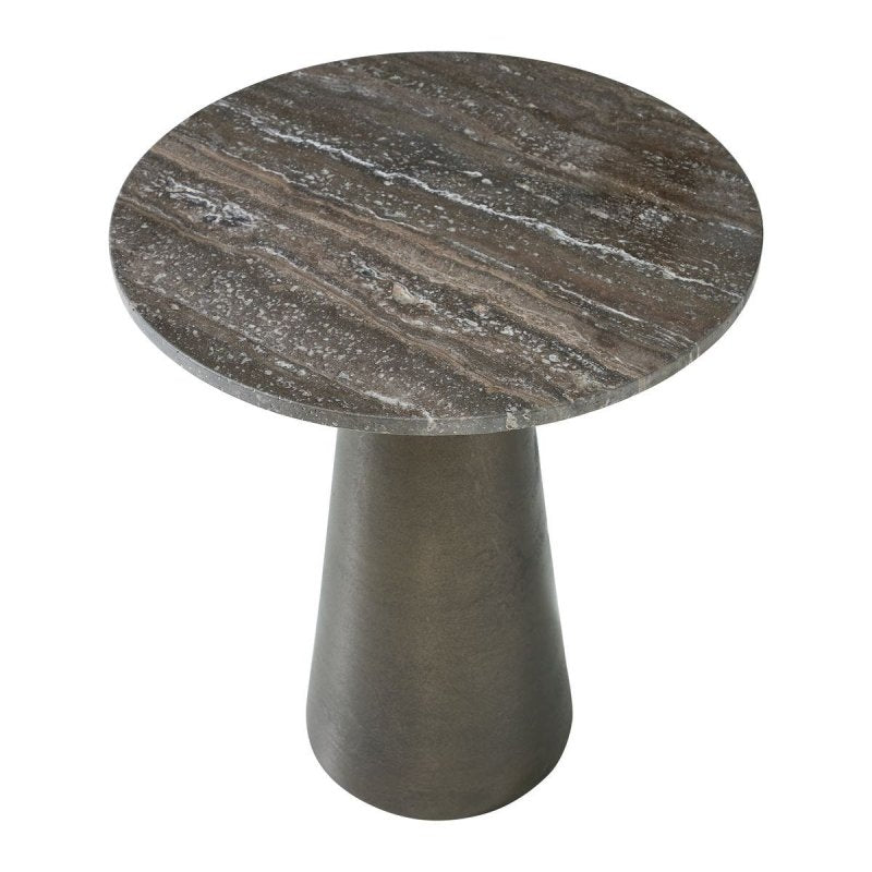 Top angle view of the Midsummer bronze accent table