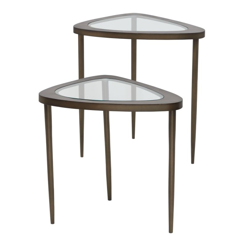 Alternate angle of the Millar Brass Glass Nesting Accent Tables S/2 by Uttermost