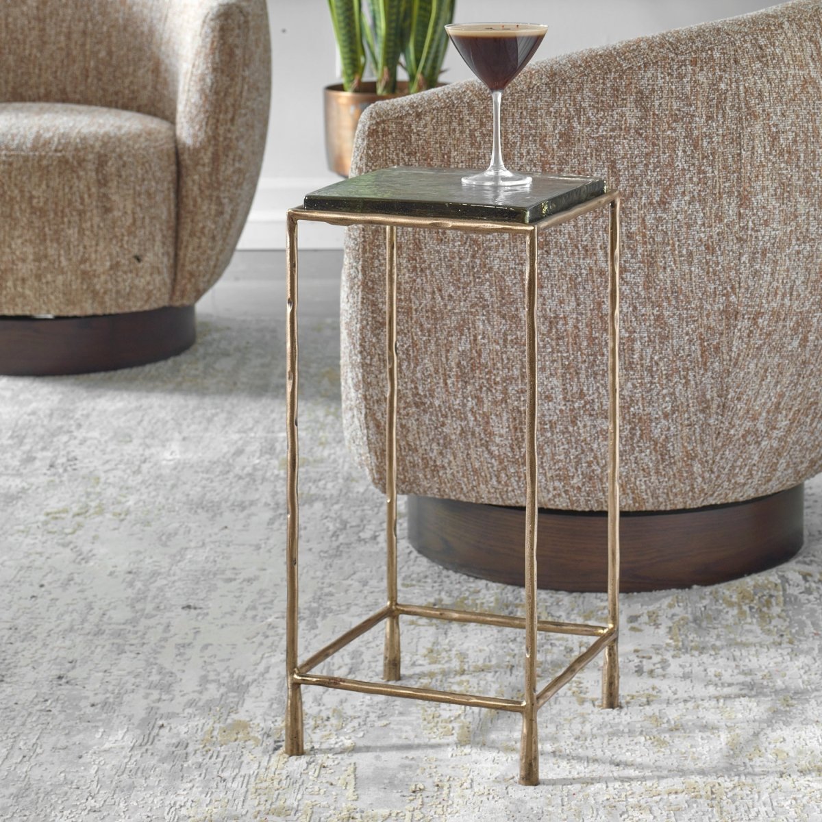 Ovard Antiqued Gold Accent Table - Uttermost - Accent Tables by Modest Hut