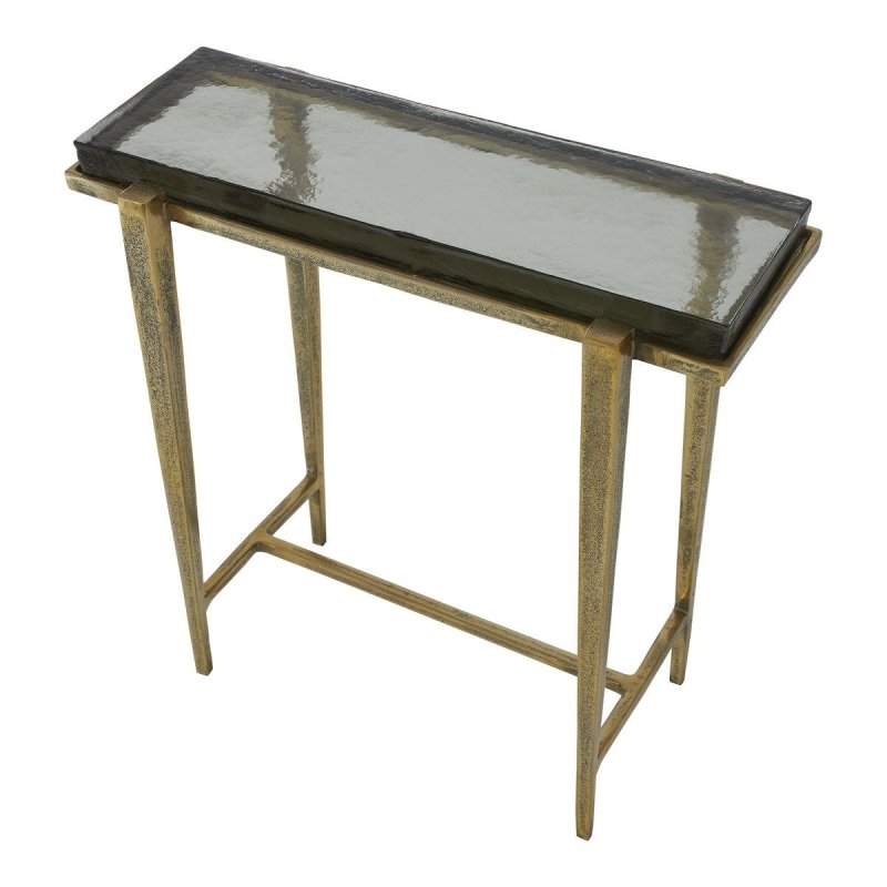 Side profile of the Preston Rectangular Glass Accent Table by Uttermost