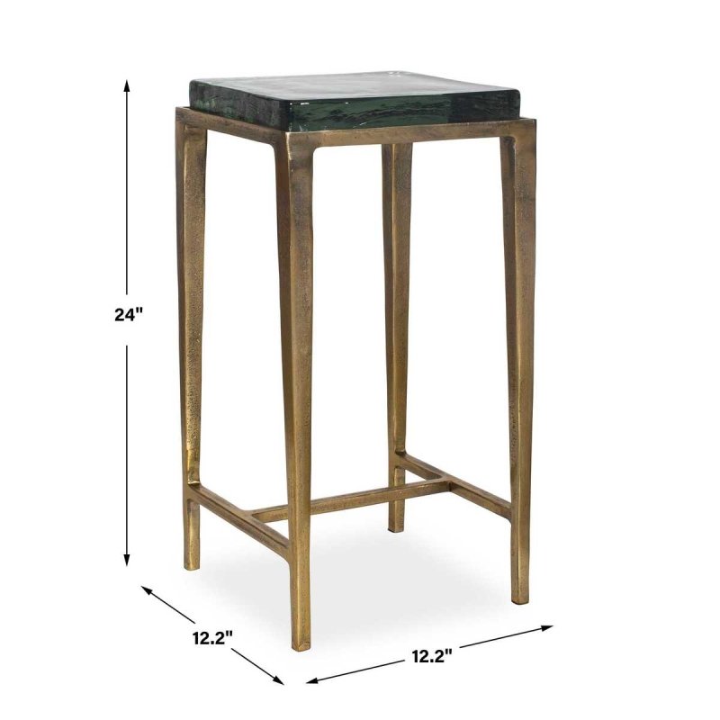 Dimension guide for the Preston Square Glass Accent Table