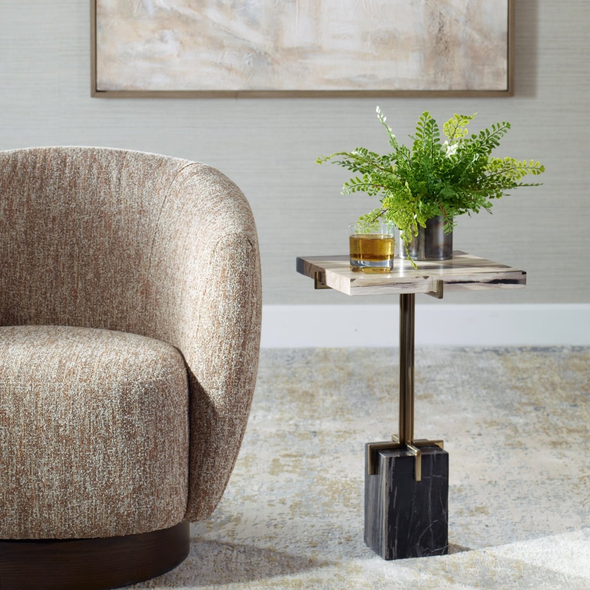 Rowman Petrified Wood Accent Table - Uttermost - Accent Tables by Modest Hut