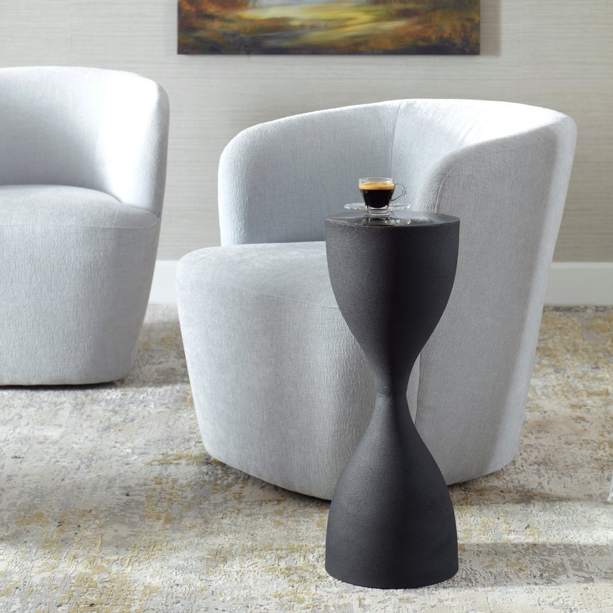 Sandpaper Black Iron Accent Table - Uttermost - Accent Tables by Modest Hut