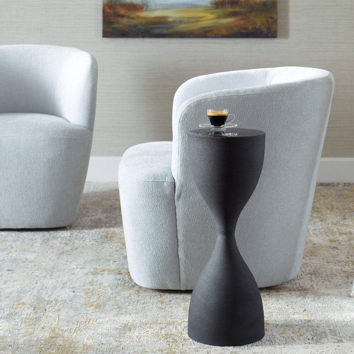 Sandpaper Black Iron Accent Table - Uttermost - Accent Tables by Modest Hut