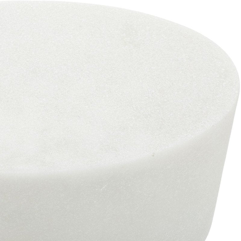 Detail view of the Stevie White Stone Indoor-Outdoor Accent Table finish and construction image 11