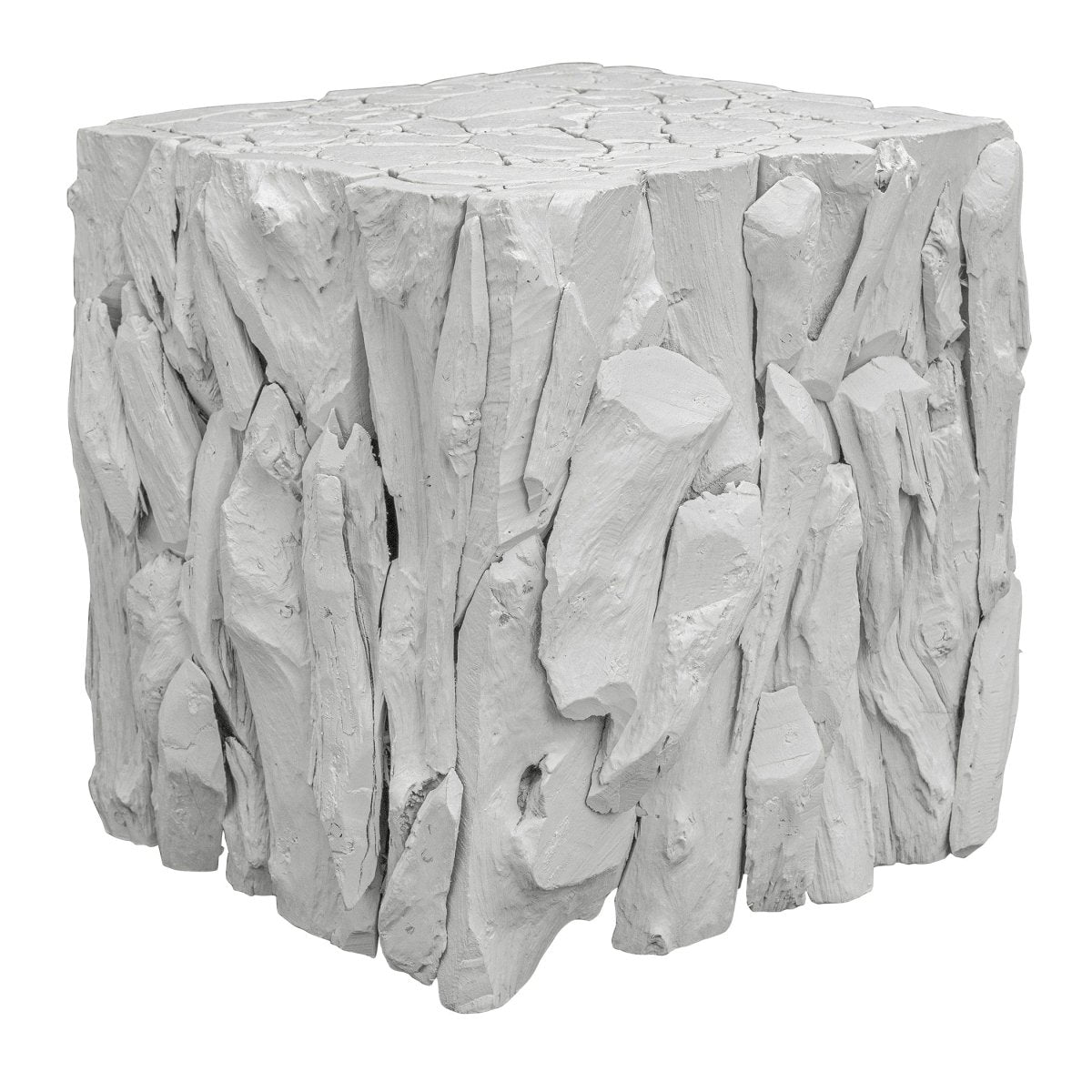 Teak Root White Bunching Cube - Uttermost - Accent Tables by Modest Hut