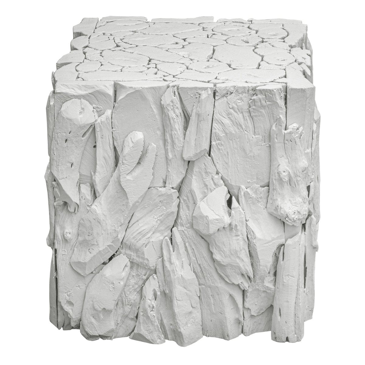 Teak Root White Bunching Cube - Uttermost - Accent Tables by Modest Hut