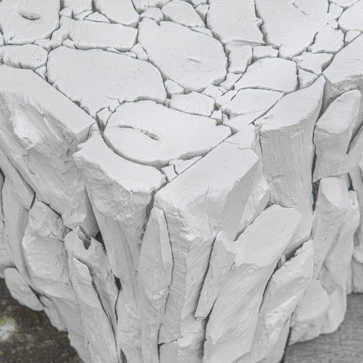 Teak Root White Bunching Cube - Uttermost - Accent Tables by Modest Hut