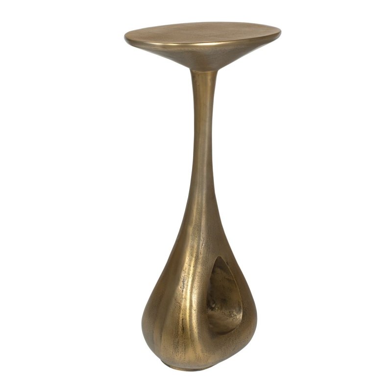 Side view of the Tolstoy Antique Brass Indoor-Outdoor Accent Table by Uttermost