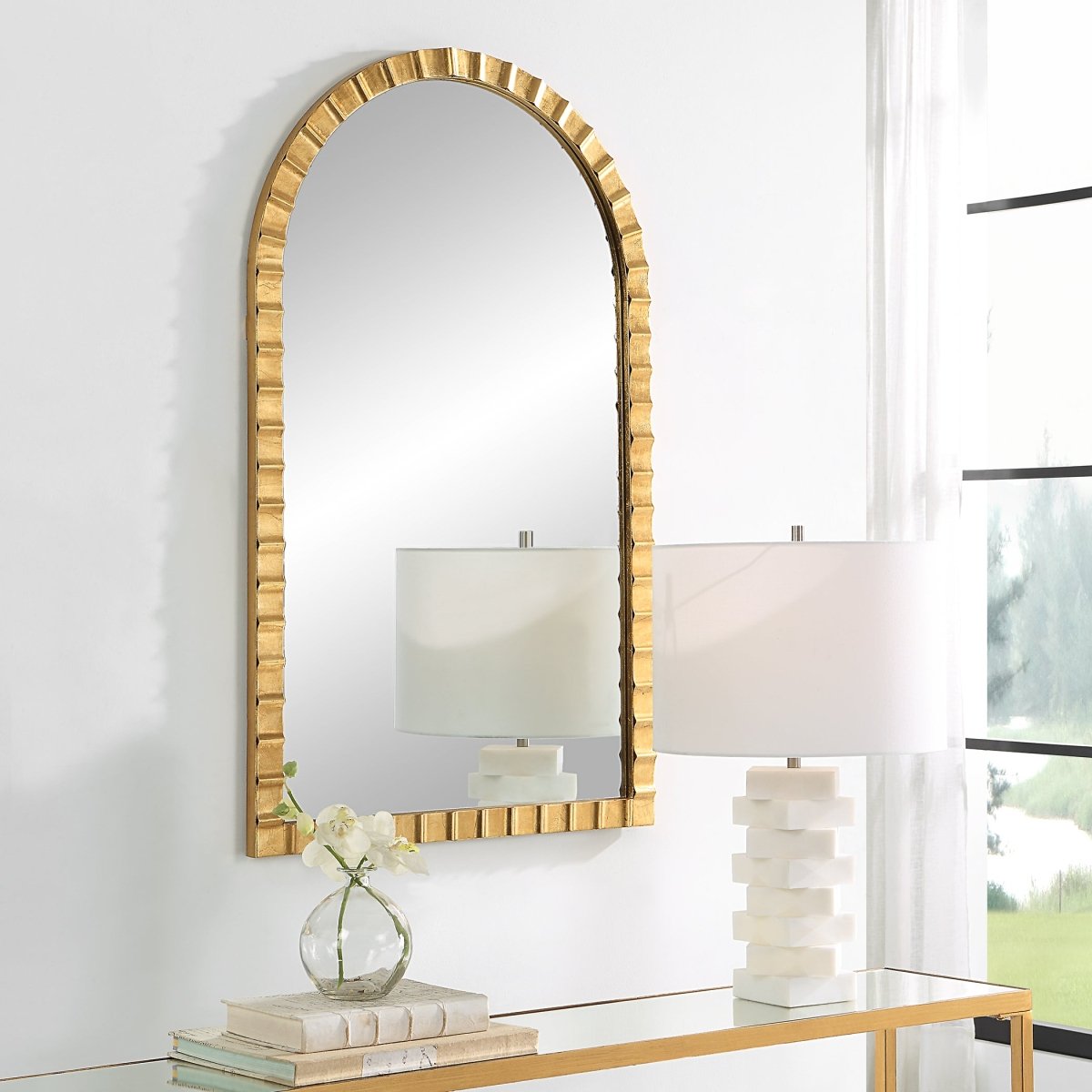Dandridge Gold Arch Mirror - Uttermost - Arched Mirrors by Modest Hut
