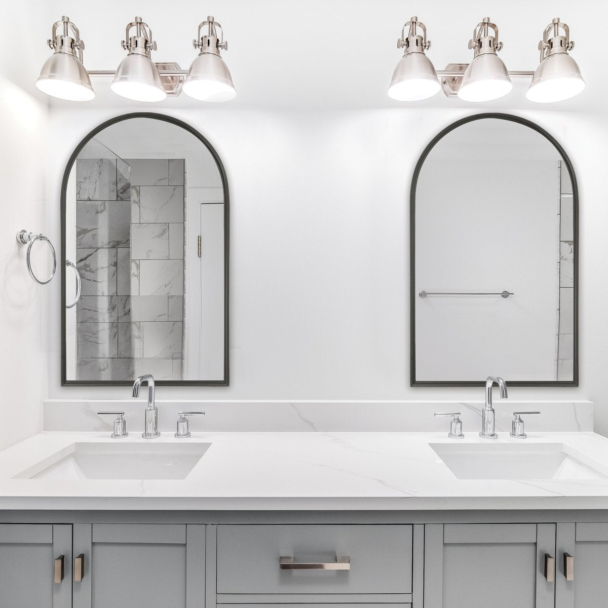 Matte Black Thin Frame Arch Top Mirror - Uttermost - Arched Mirrors by Modest Hut