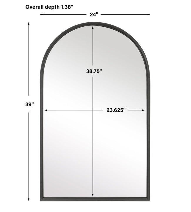 Matte Black Thin Frame Arch Top Mirror - Uttermost - Arched Mirrors by Modest Hut