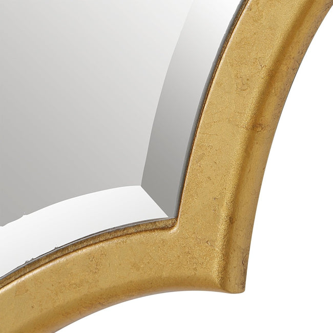 Rich Gold Leaf Curved and Arched Metal Frame Mirror - Uttermost - Arched Mirrors by Modest Hut