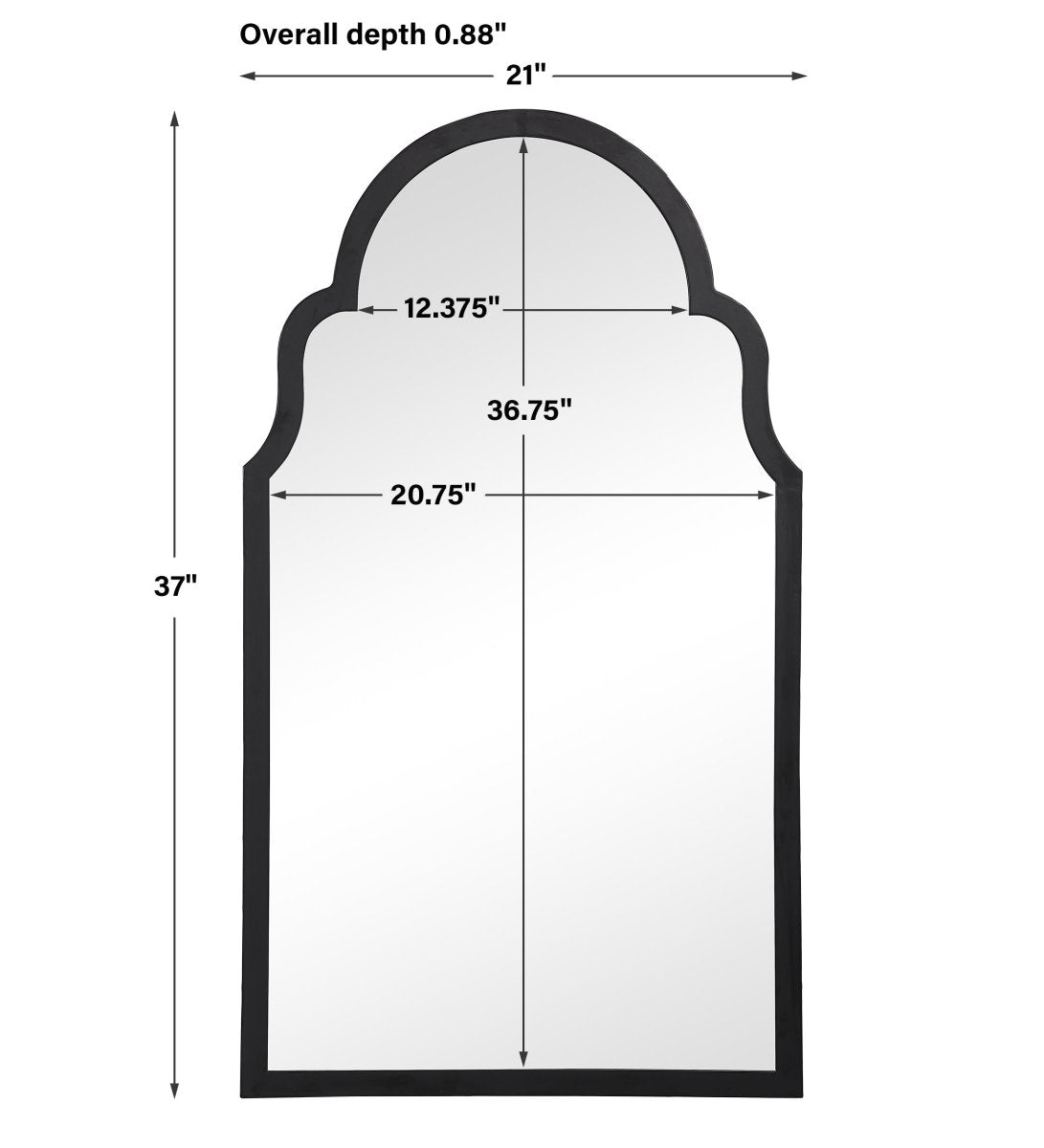 Satin Black Iron Arch Top Frame Mirror - Uttermost - Arched Mirrors by Modest Hut