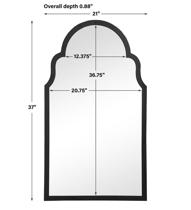 Satin Black Iron Arch Top Frame Mirror - Uttermost - Arched Mirrors by Modest Hut