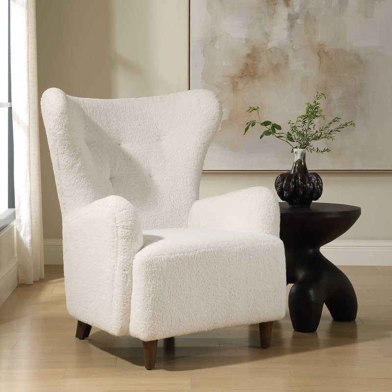 Ingel White Wingback Armchair by Uttermost alternate view 1