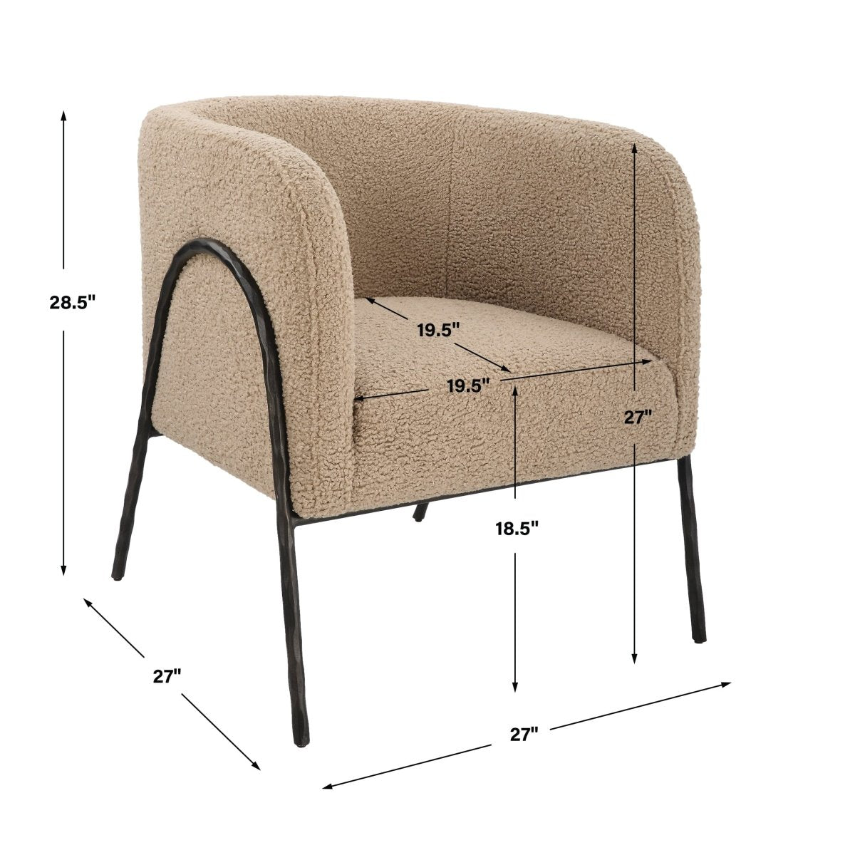 Jacobsen Tan Shearling Barrel Chair - Uttermost - Armchairs by Modest Hut