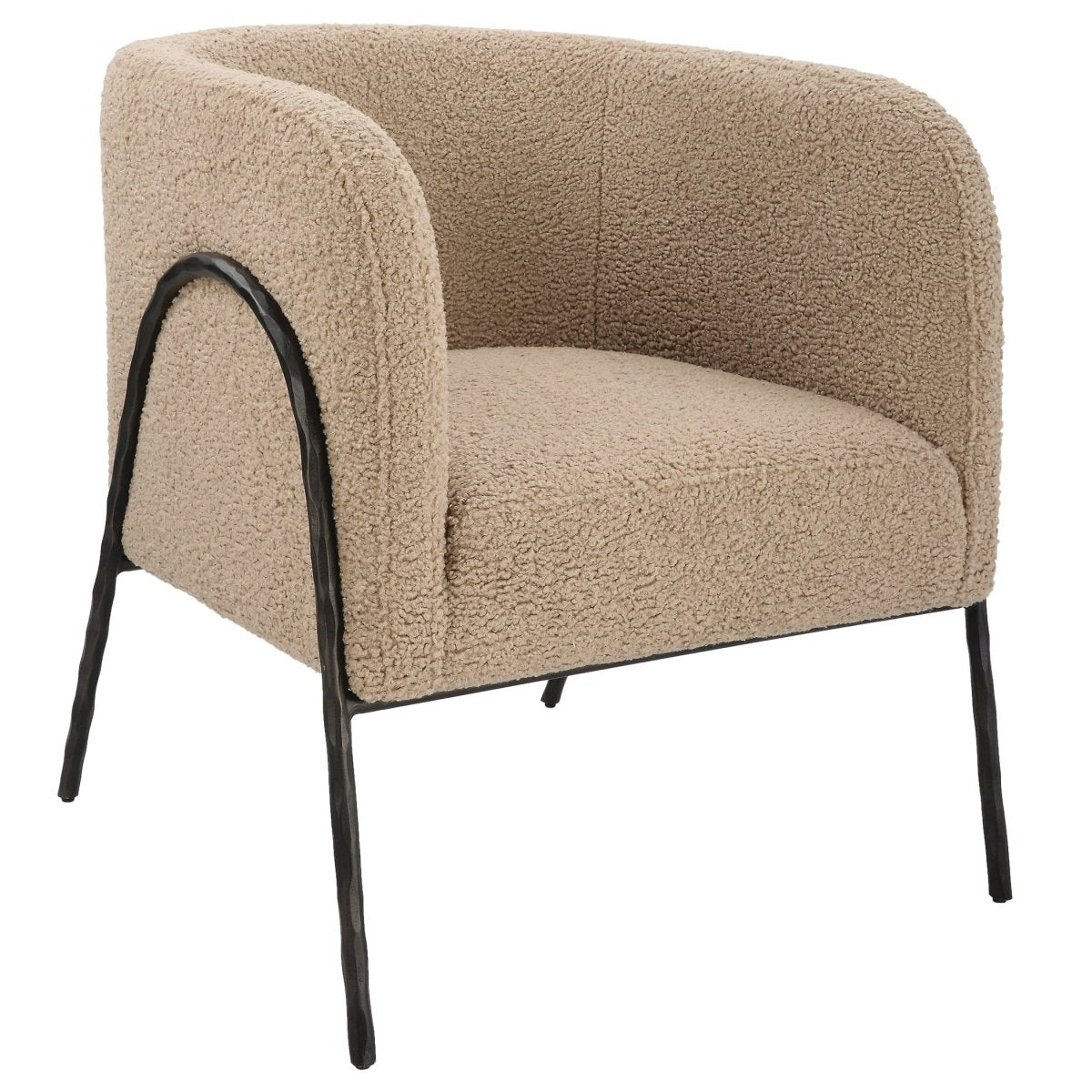 Jacobsen Tan Shearling Barrel Chair - Uttermost - Armchairs by Modest Hut