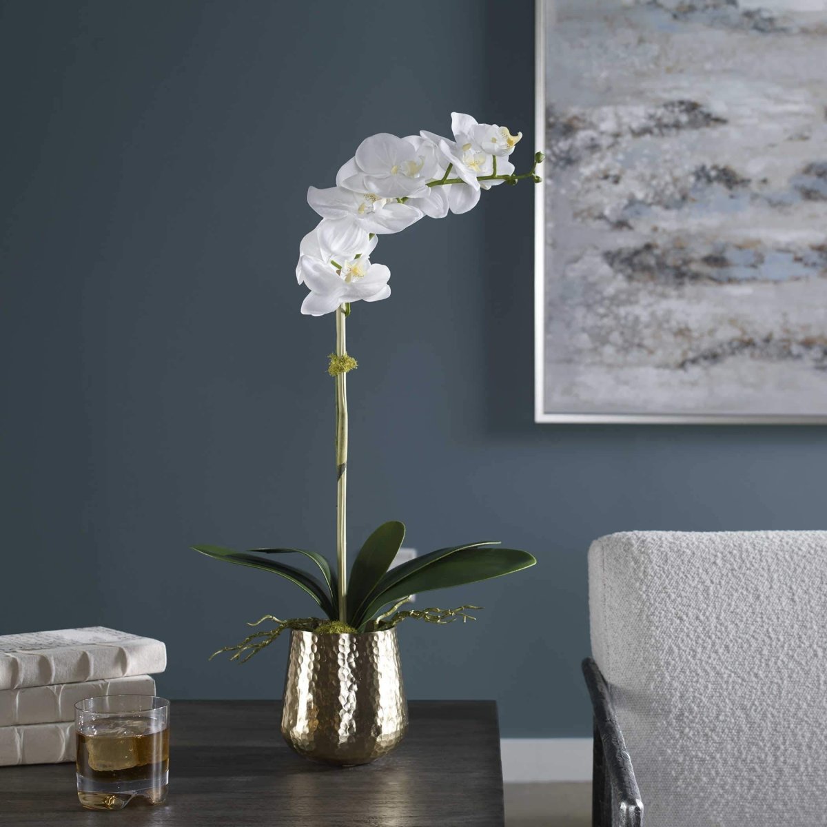Cami Orchid With Brass Pot - Uttermost - Artificial Flora by Modest Hut
