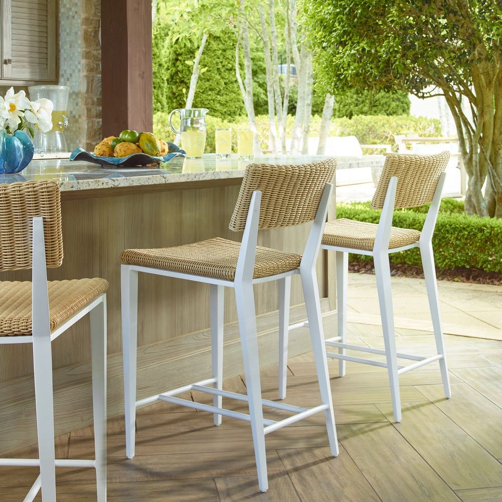 Calbas Outdoor Bar Stool, White - Uttermost - Bar Stools by Modest Hut