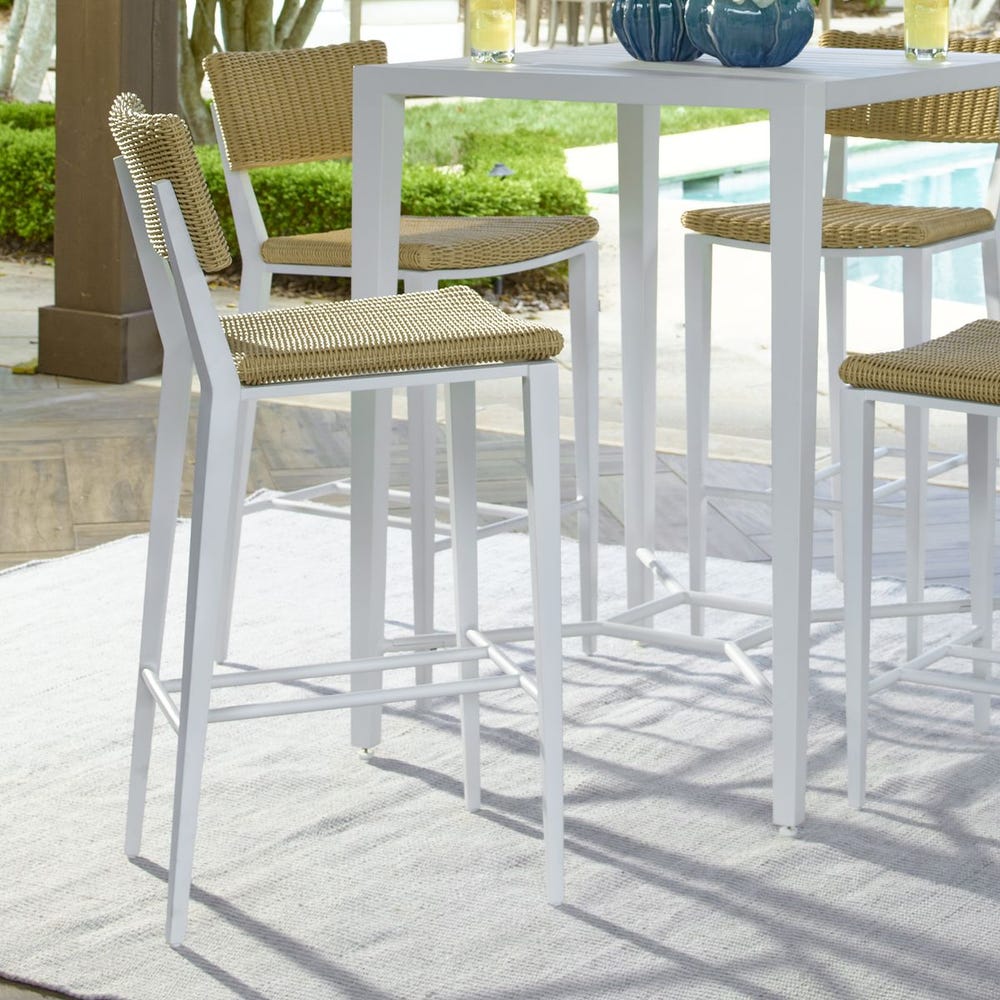 Calbas Outdoor Bar Stool, White - Uttermost - Bar Stools by Modest Hut
