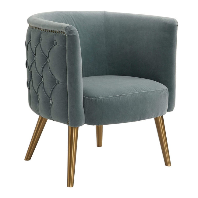 Luxurious Slate Blue Barrel Chair - Uttermost - Barrel Chairs by Modest Hut