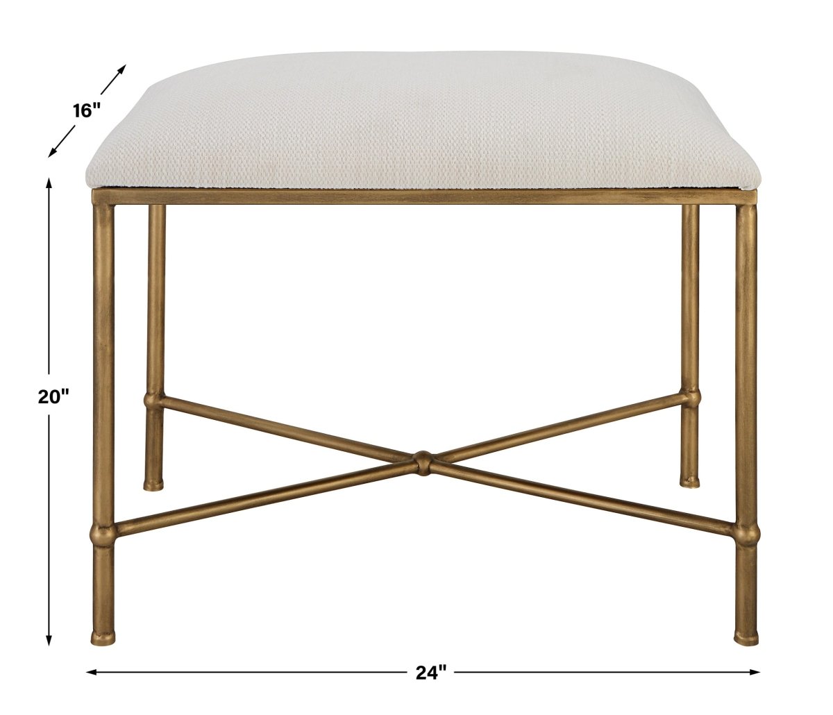 Avenham Small Gold Framed Bench - Uttermost - Benches by Modest Hut